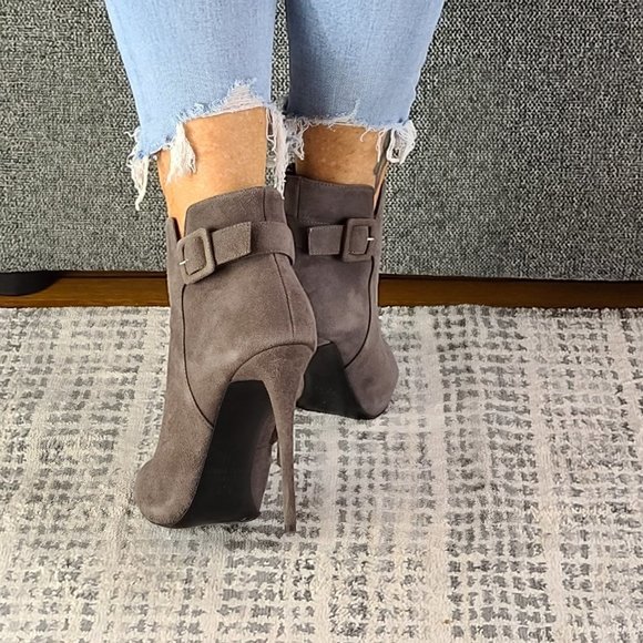 Giuseppe Zanotti Suede Ankle Boots Grey Sz 37.5EU - Picture 6 of 7